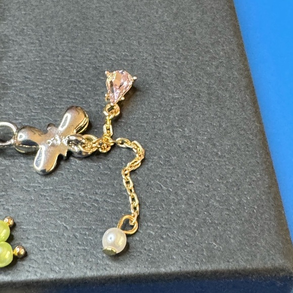 Betsey Johnson Gold Charm Necklace with Cat and Wing Pendants - Picture 10 of 12